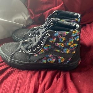 Rainbow Butterfly High Top Vans